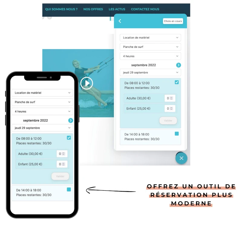 Réservation en ligne accessible Bot2Com