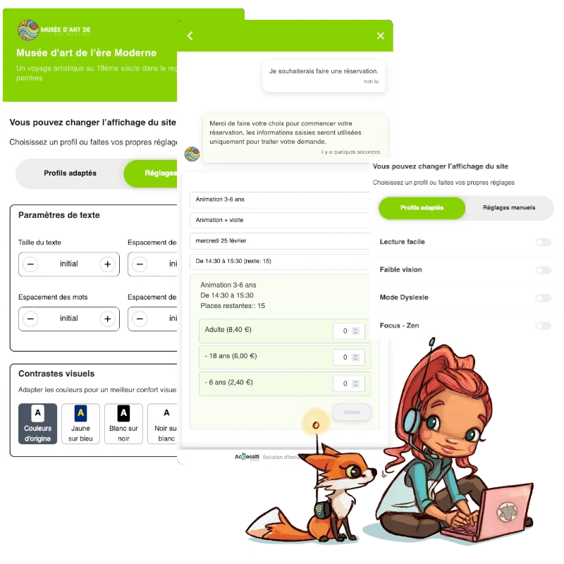 Interface de l'assistant montrant une conversation fluide pour choisir un créneau