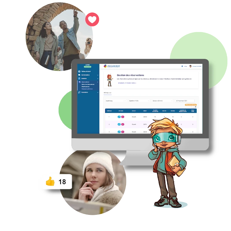 Interface de gestion de billetterie et ateliers